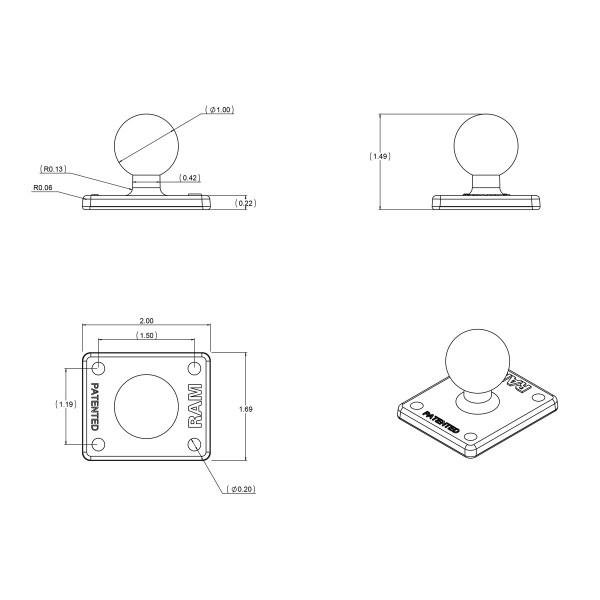 Base rectangle boule B