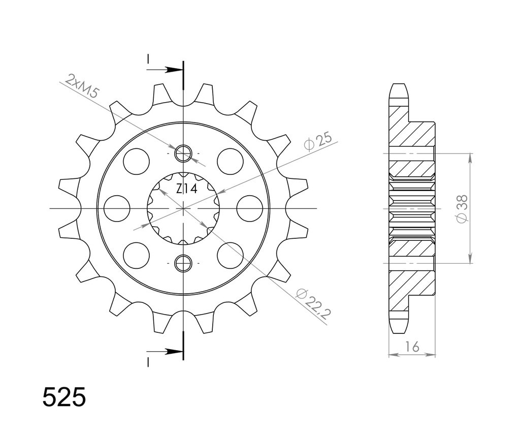 Pignon (Pas 525 - 15 dents)